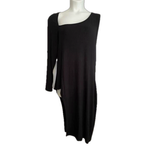 Eloquii Black Asymmetrical Ribbed Top SKU0101